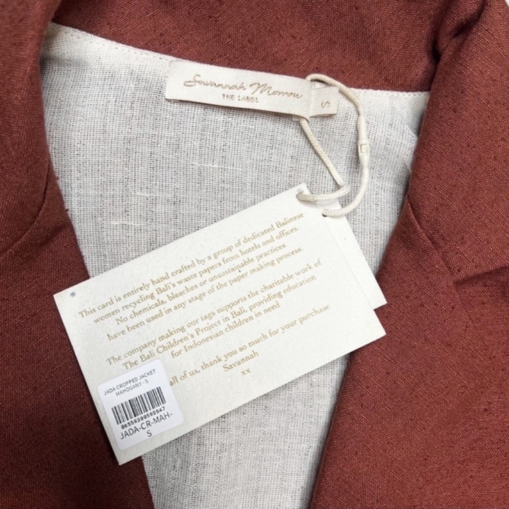 NWT Revolve x Savannah Morrow Jada Cropped Blazer Jacket In Mahogany - Picture 2 of 11